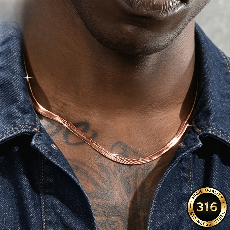 Men's 4mm Rose Gold Snake Chain Necklace — Fashionable Gift